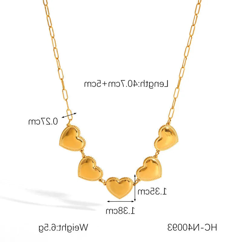 Stainless steel heart pendant necklace with electroplated finish in HC-N40093 colour