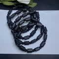 Natural black tourmaline rough stone unisex bracelet on adjustable cord