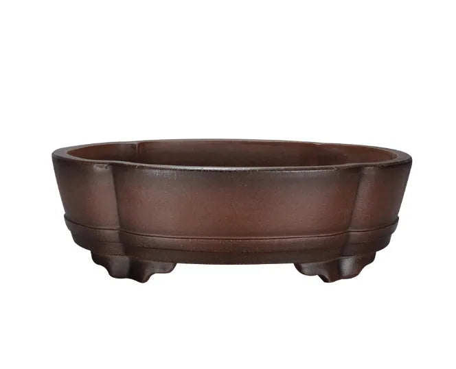 Classical simple purple clay bonsai flower pot for tabletop or floor.
