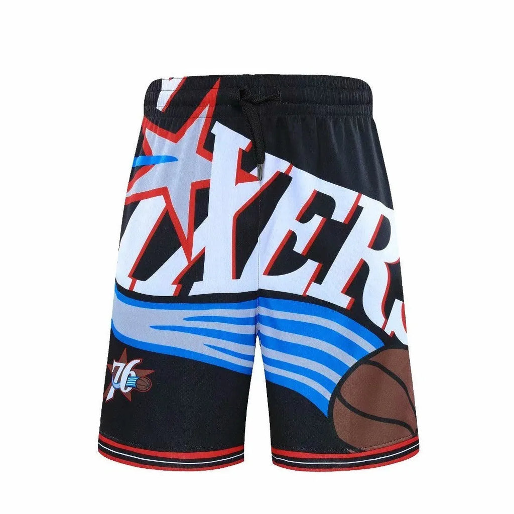 Men's black bamboo fibre basketball shorts with polyester lining, loose breathable sports shorts, sizes S to 5XL