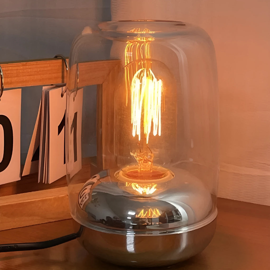 Geometric glass essential oil lamp with modern design for bedroom aromatherapy