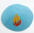 Cotton twill dome small hat with embroidered flame pattern in retro style