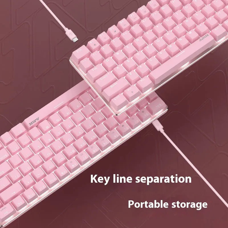 82-key mechanical gaming keyboard with white backlight and metal construction