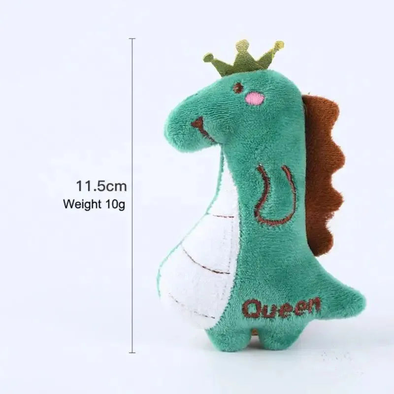 Catnip plush cat toy in Dinosaur colour with sound paper, soft plush, and PP cotton filling