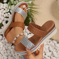 Women's plus size wedge sandals in gold and silver colours, sizes 36-43