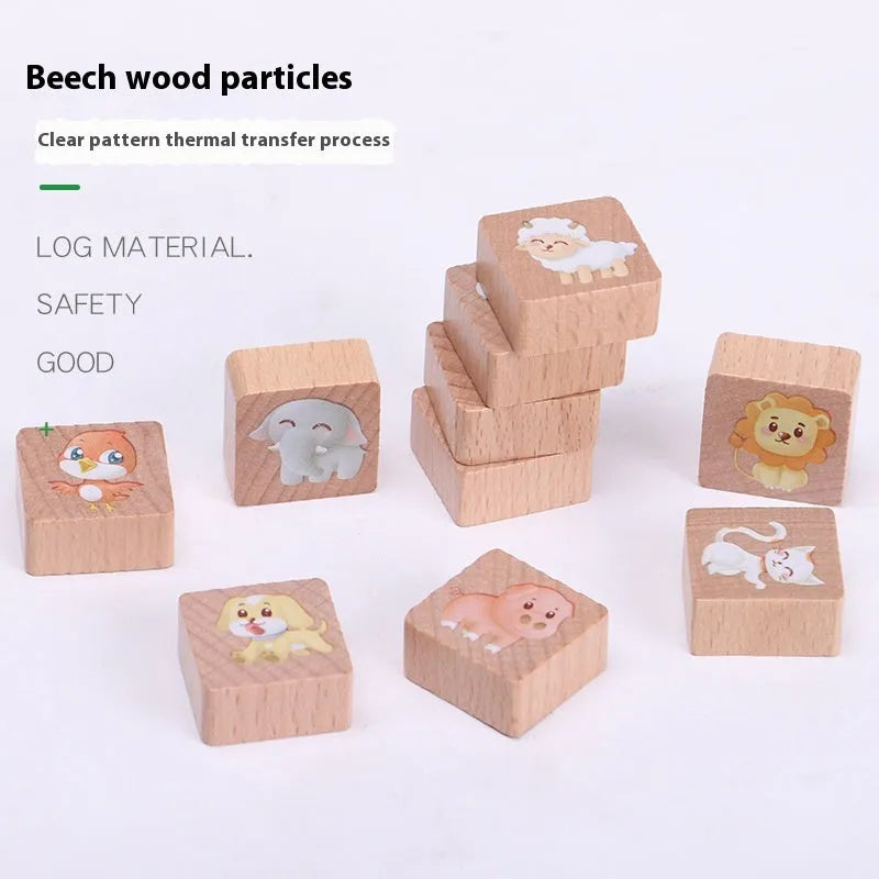 Wooden digital animal bus platform board game for kindergarten mathematics learning
