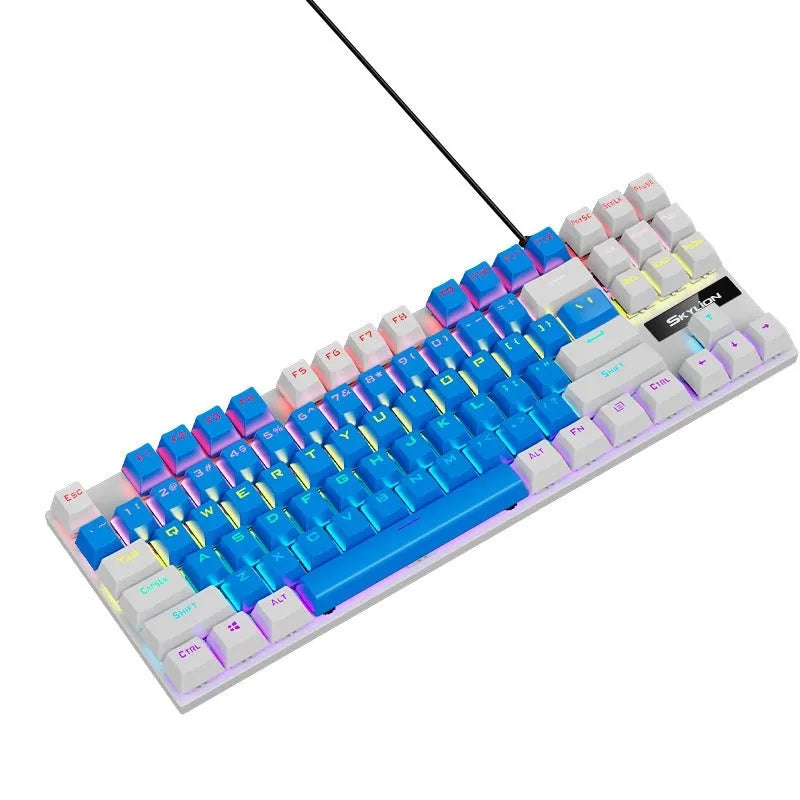 K87 mechanical keyboard with green or red axis switches, metal frame, and 1.4m cable in selected colour