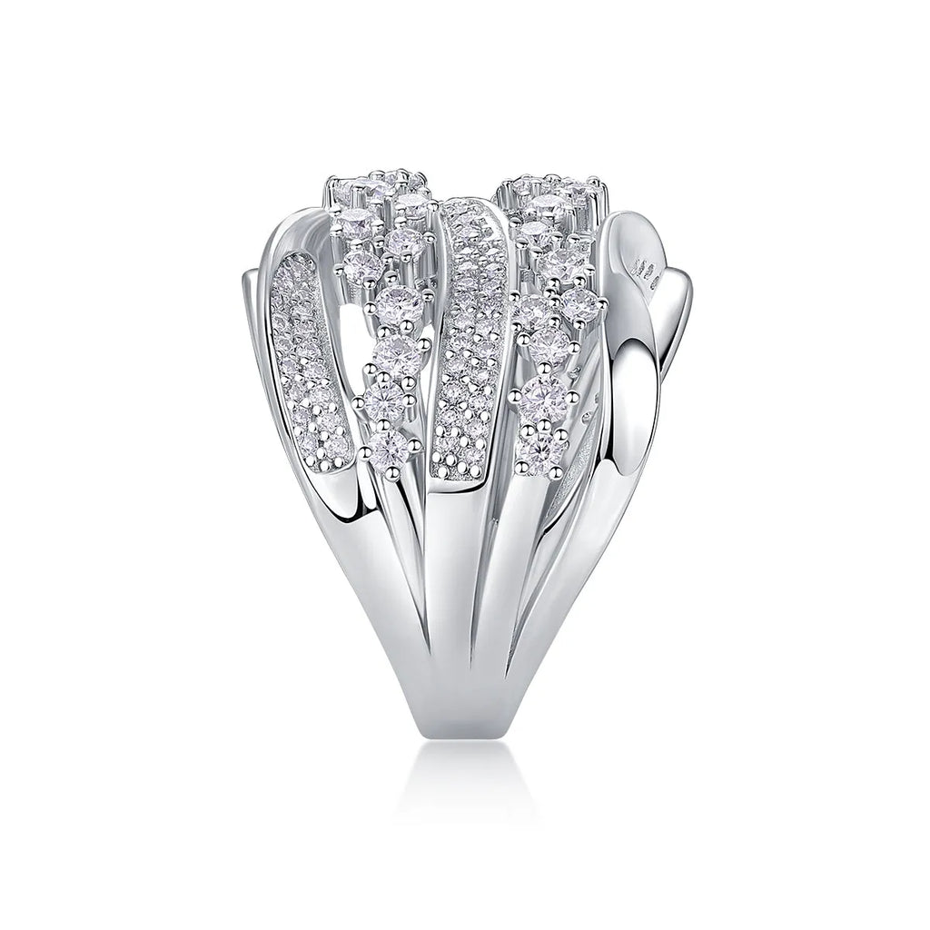 S925 silver platinum-plated moissanite wedding ring set in sizes 5 to 9 with gift box and GRA certificate