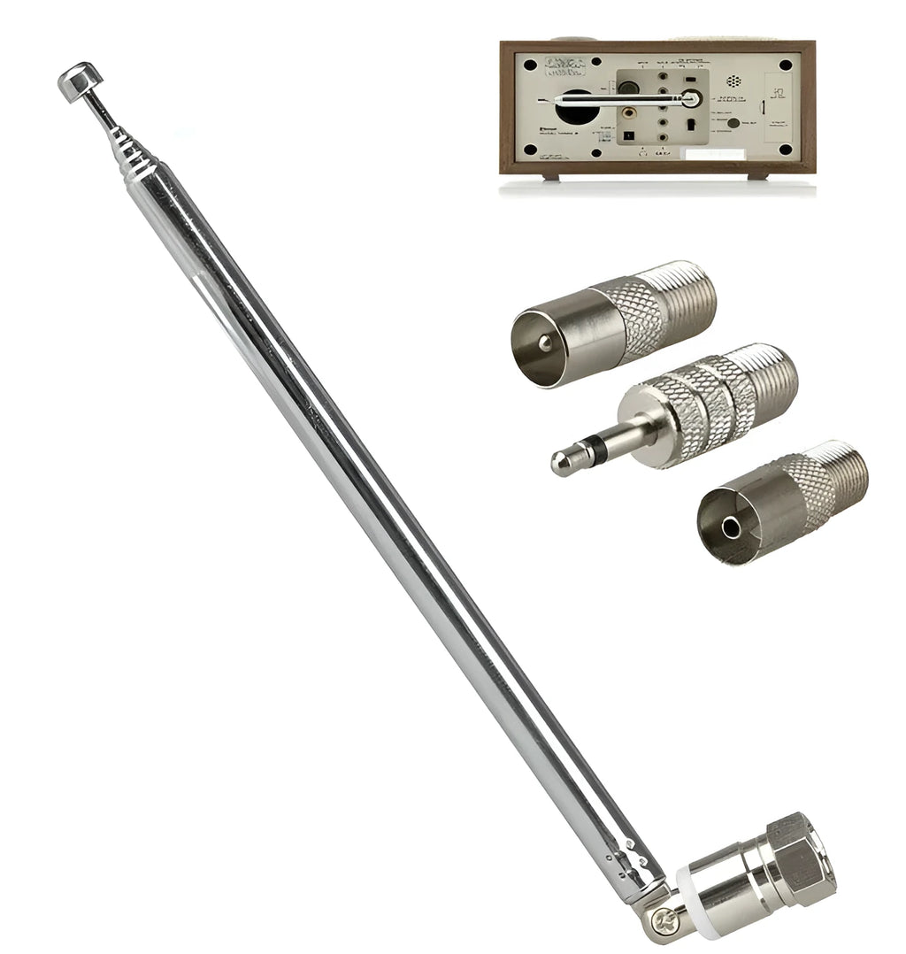 5-piece metal antenna set with F Head Quick Plug connector for conventional signal reception
