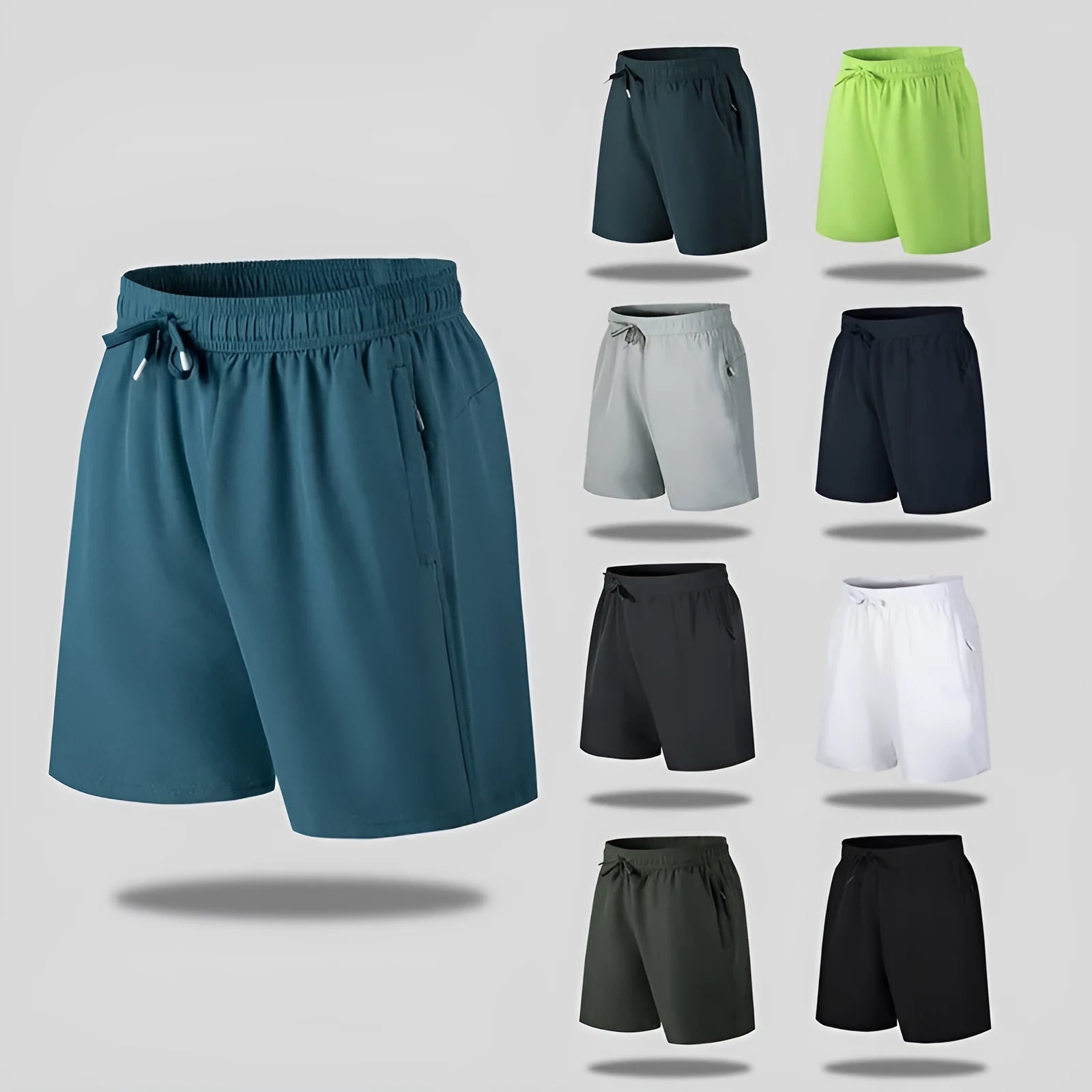 Men's loose-fitting quick-drying sports shorts in polyester ice silk fabric with micro-elastic stretch