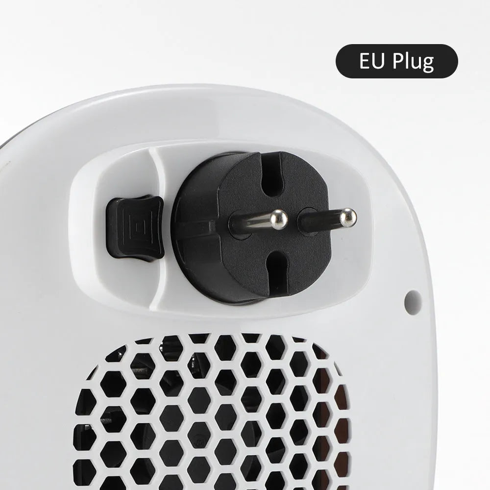 White ceramic heating electric fan heater with remote control, suitable for EU and US voltage standards