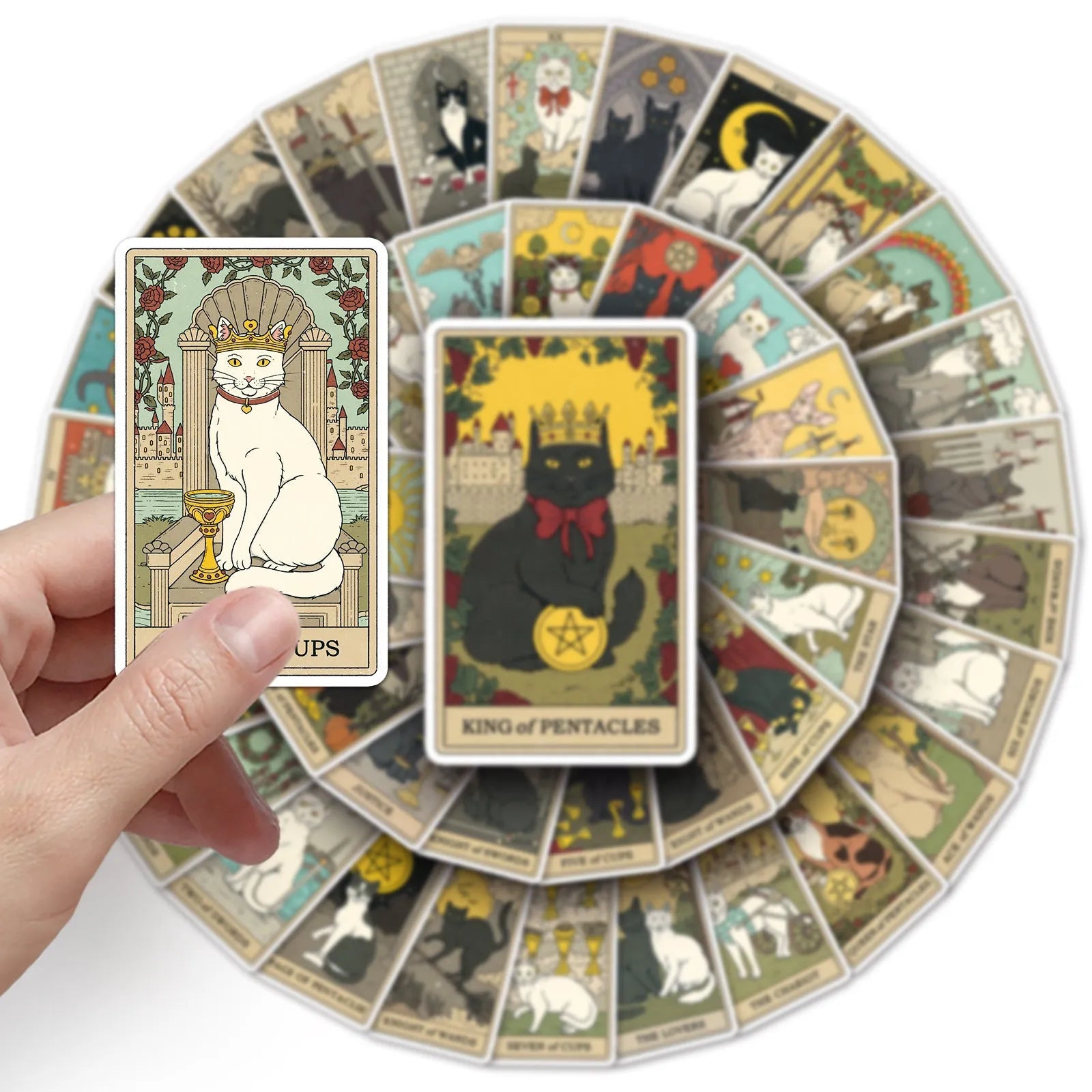 78-piece waterproof luggage sticker set with tarot card graffiti designs in cute style