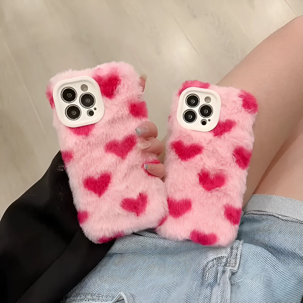 Pink silicone iPhone case with a cartoon design on the back cover.