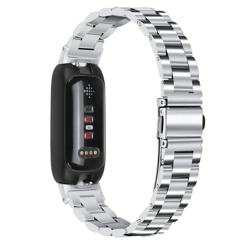 Stainless steel three-bead watch strap for Apple Watch Inspire 3 in multiple colour options