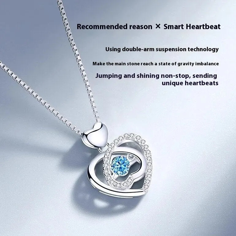 Blue electroplated geometric heart pendant necklace with matching bracelet jewellery set on copper chain