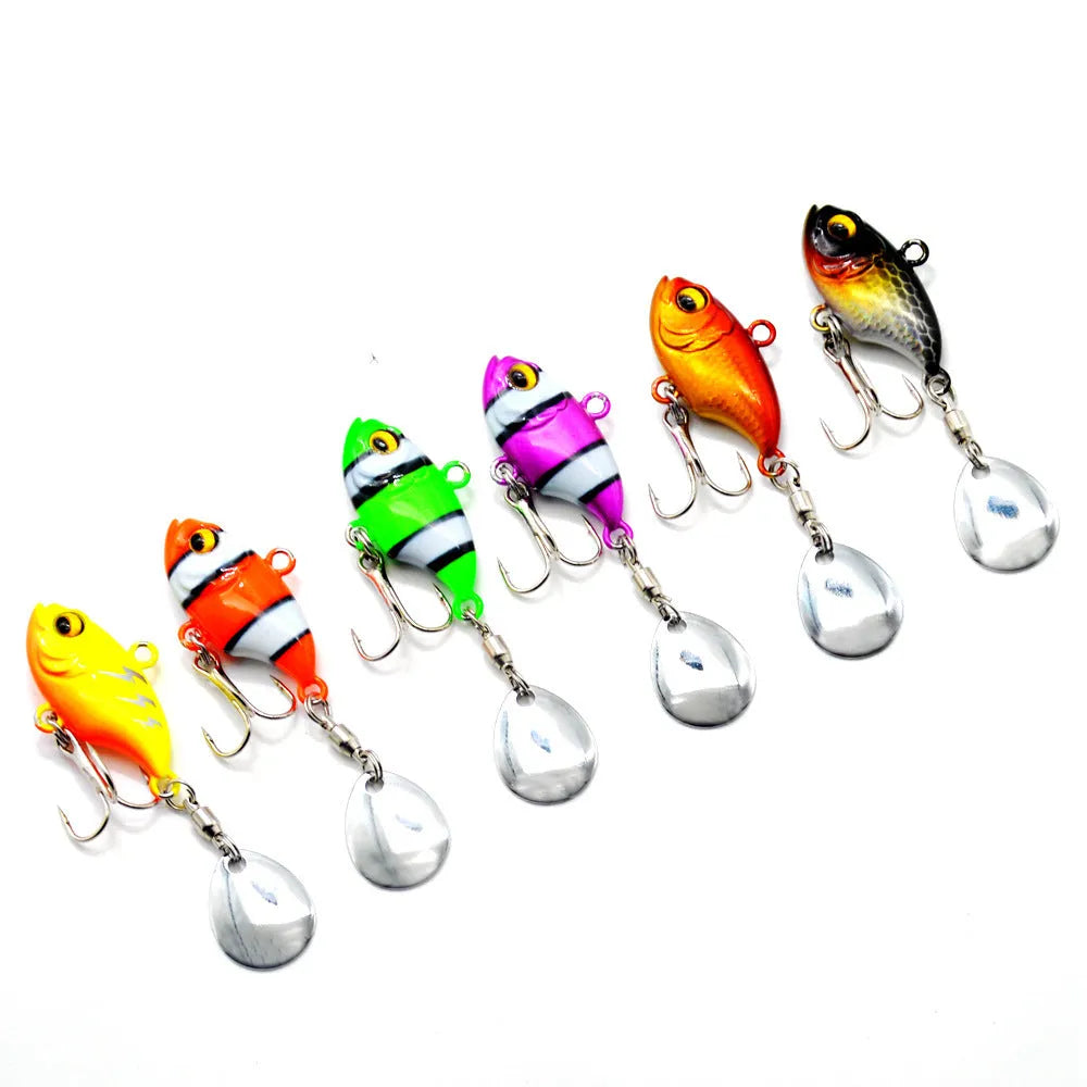 Metal sea fishing iron plate lure with rotating sequins in zebra orange colour pattern