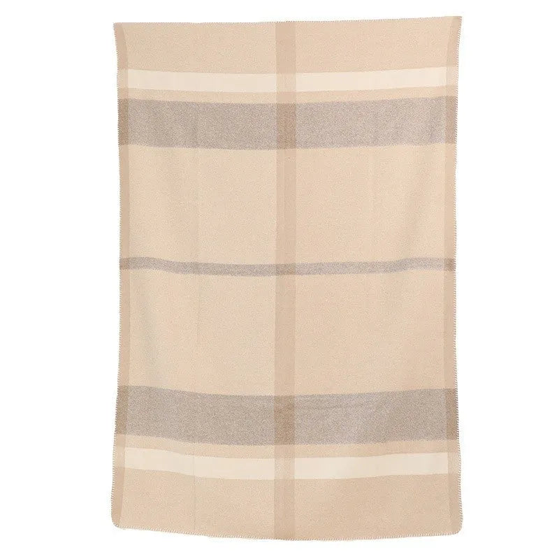 Wool jacquard twill striped blanket in carbon black, green or purple for camping and household use