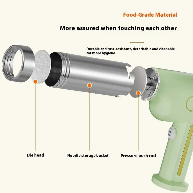 Cyan wireless handheld noodle press with ABS stainless steel body and 200g capacity