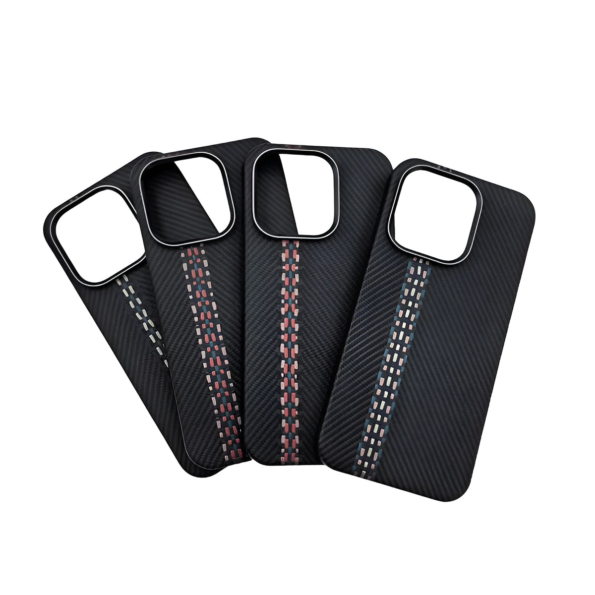 Carbon fibre Kevlar all-inclusive phone case with magnetic ring in red for iPhone 15 Pro Max