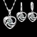 925 sterling silver stamped necklace earrings set 45cm chain platinum tone on white background