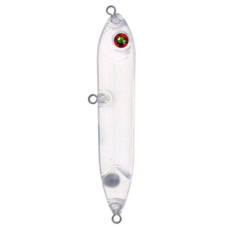 Transparent 9.5cm blank fishing lure body with 7mm eye opening for DIY customisation