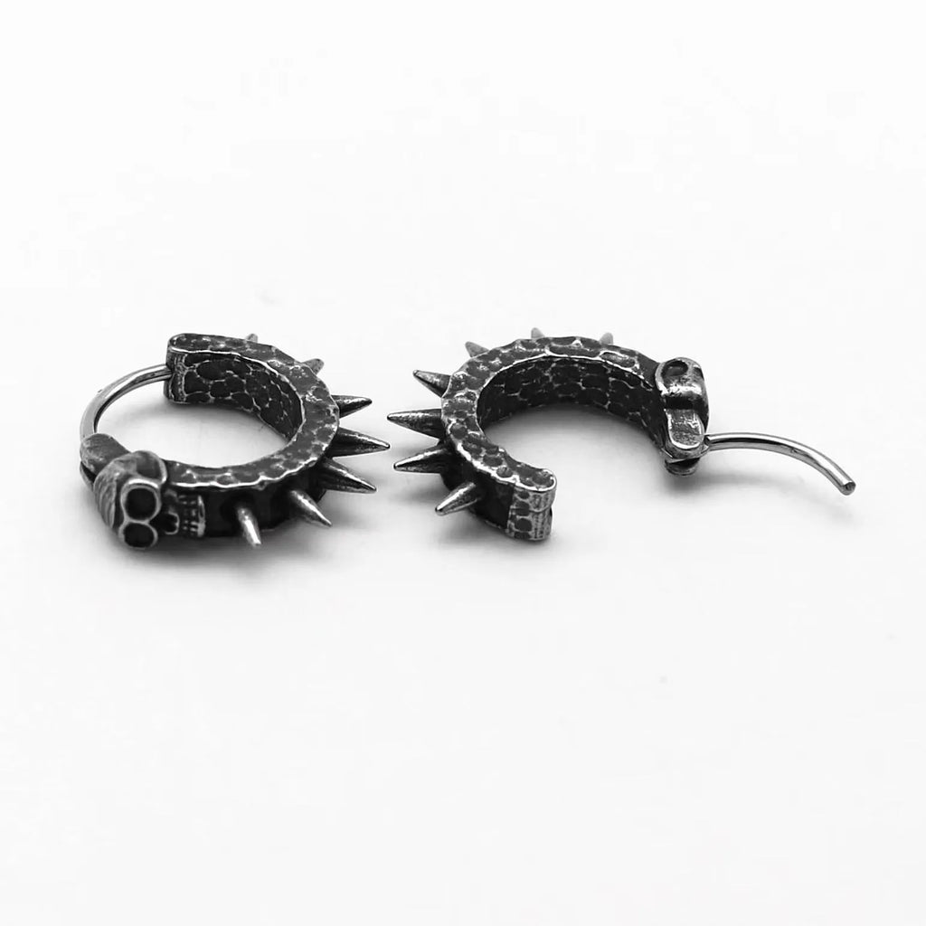 Copper geometric motorcycle punk earrings with alloy construction and retro black finish
