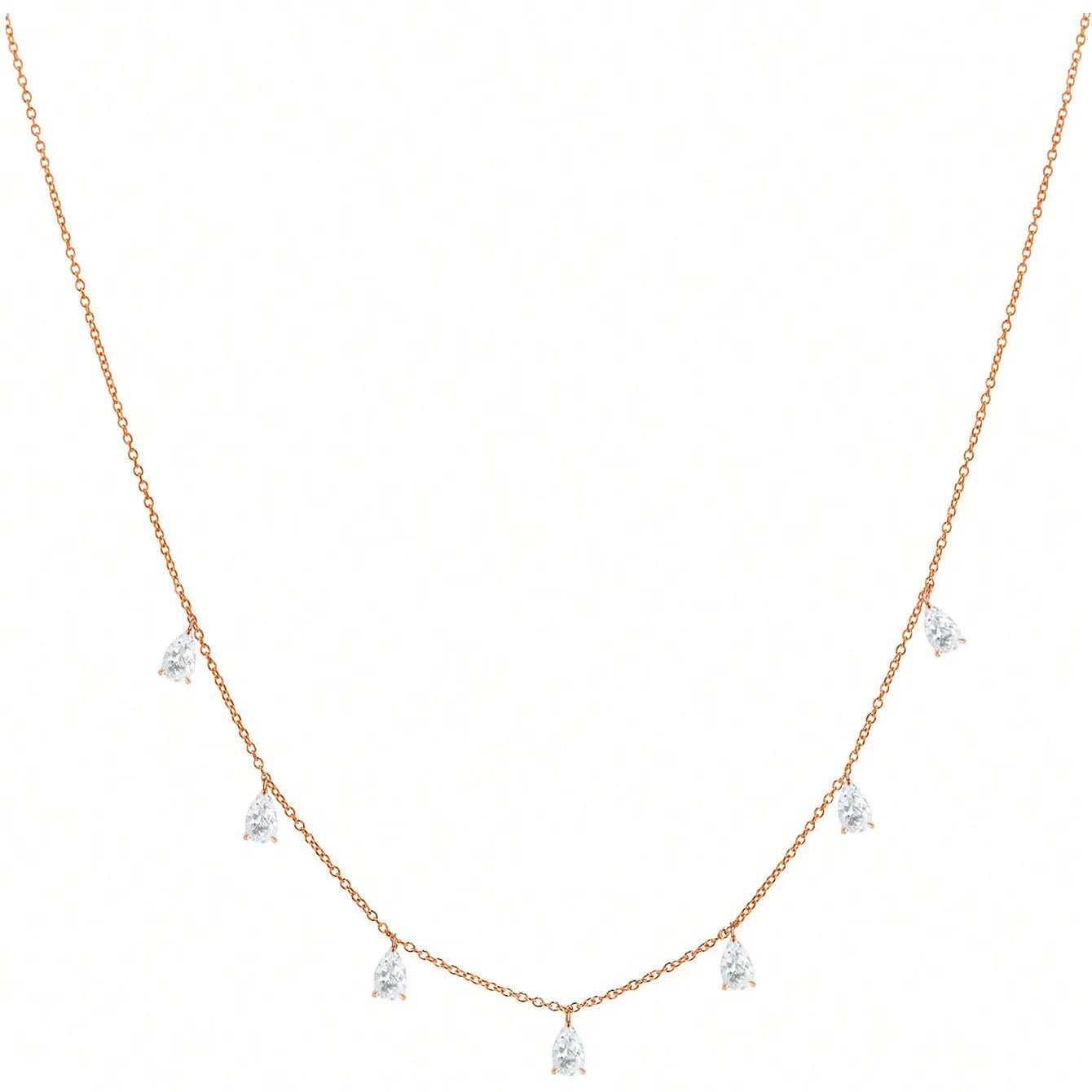 925 silver drop-shaped artificial zircon necklace with adjustable O-chain in silver, rose gold, or golden yellow