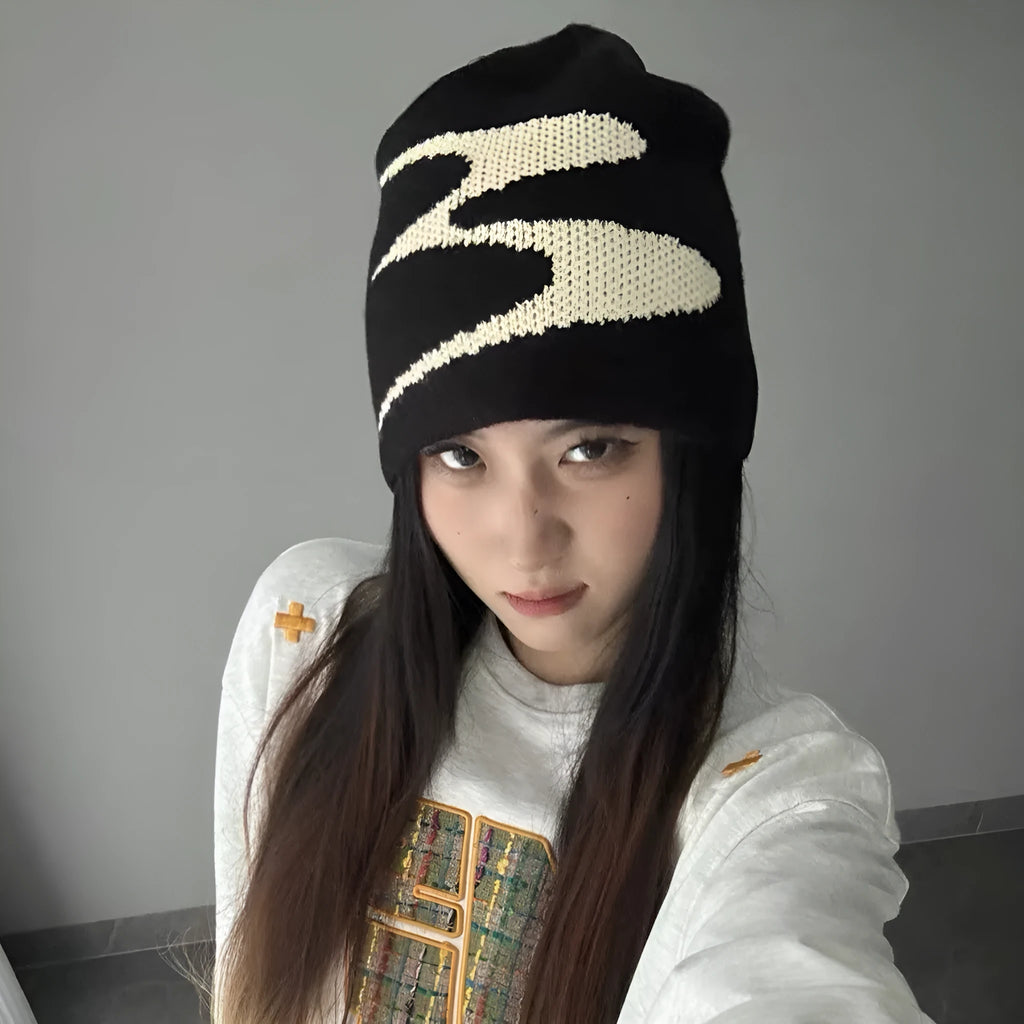 Acrylic wool knit beanie hat in black, grey or white for men and women, medium 56-58cm size