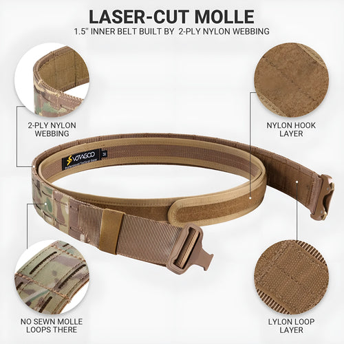 2-inch wide laser-cut nylon waist belt with an alloy quick-release buckle in black, shown on a mannequin.