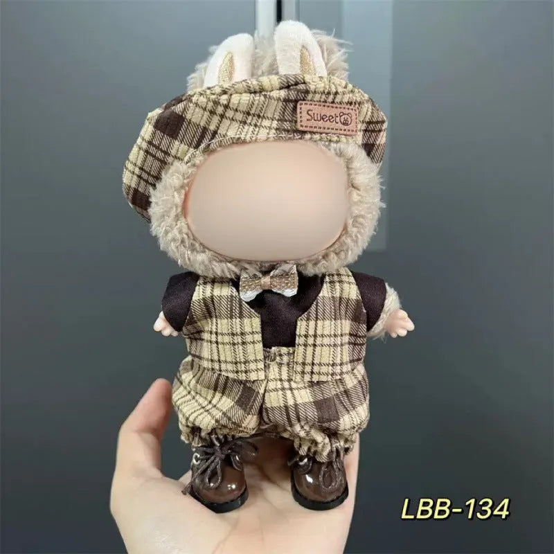 Plastic clothing outfit for a 17cm tall collectible vinyl figurine doll.
