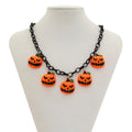 Halloween pumpkin ghost necklace with acrylic cartoon character pendant and mixed colour finish