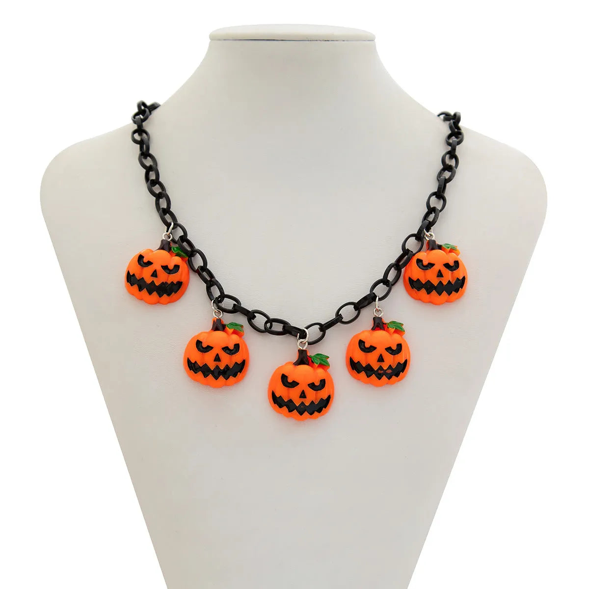 Halloween pumpkin ghost necklace with acrylic cartoon character pendant and mixed colour finish