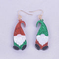 Cartoon Santa Claus acrylic earrings with Christmas hats in red, green, or mixed colours