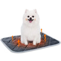 Grey soft fabric multi-layer pet cushion for dogs and cats, shown with size options.