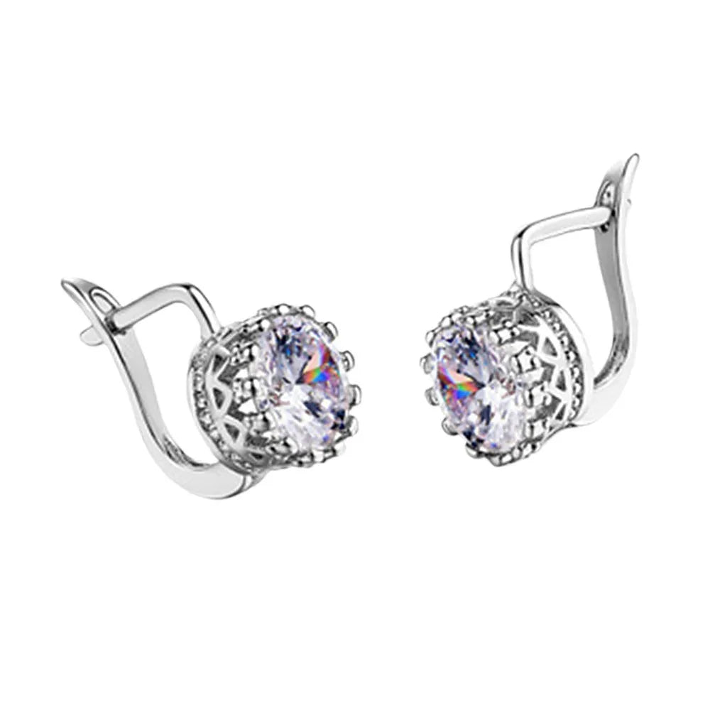 Korean retro crown ear clip earrings in copper with rose gold or white gold colour options