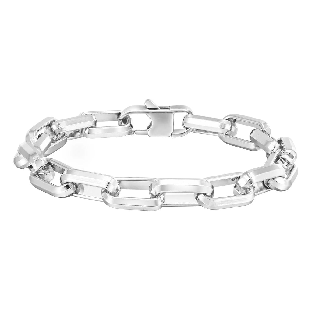 Men's square chain bracelet in titanium steel with electroplated finish