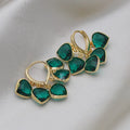 Green heart-shaped pendant ear clip earrings in Korean style for women