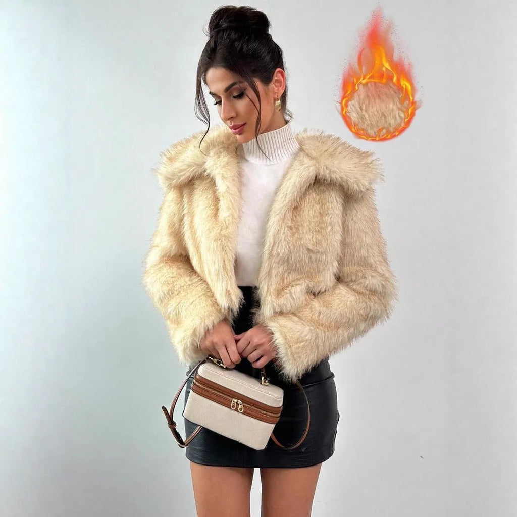 Artificial fur coat with fox fur style design in black tip colour variation