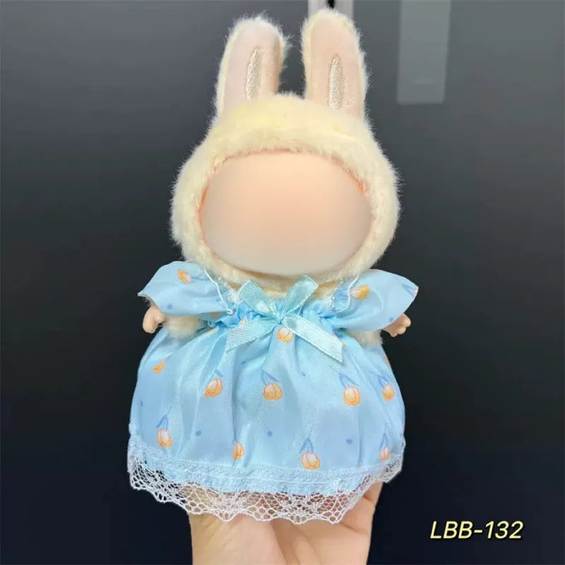 Plastic clothing outfit for a 17cm tall collectible vinyl figurine doll.