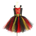 Girls pirate costume Halloween dress with sequins and mesh detailing in pirate skirt design