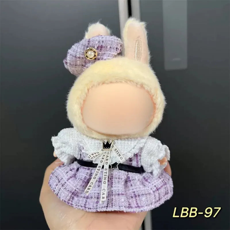 Plastic clothing outfit for a 17cm tall collectible vinyl figurine doll.