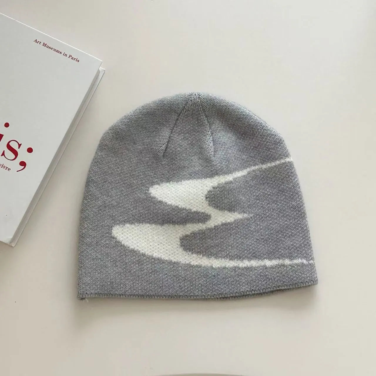 Acrylic wool knit beanie hat in black, grey or white for men and women, medium 56-58cm size