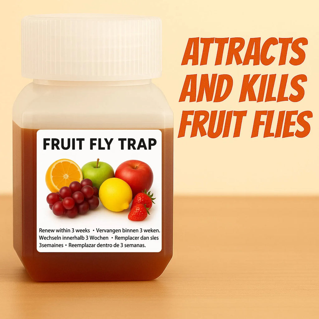 Bottle of fruit fly bait liquid for trap refills with SK003 formula
