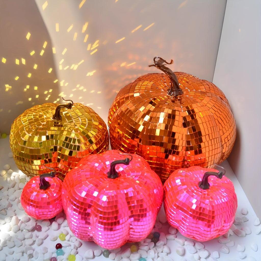 Chinese-style glass pumpkin mirror Halloween decoration with embroidered glass material in five sizes