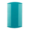 A plastic double-edged fine-toothed flea comb for pets and lice removal, shown in various colours.