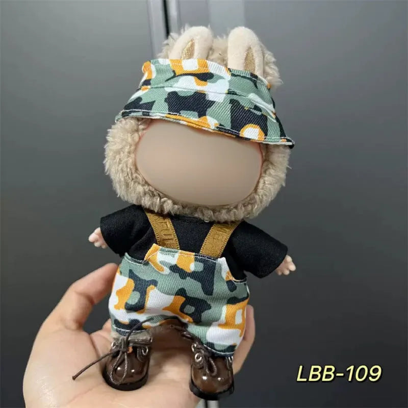 Plastic clothing outfit for a 17cm tall collectible vinyl figurine doll.