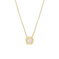 White mother of pearl shell flower pendant necklace on gold or silver plated copper chain