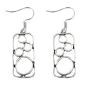 Round ring earrings with geometric irregular square design in antique silver finish