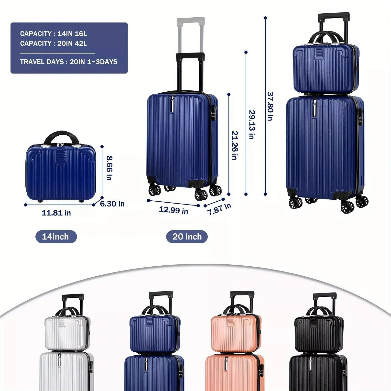 Aluminium alloy luggage and mini box travel set with two trunks and a towel.