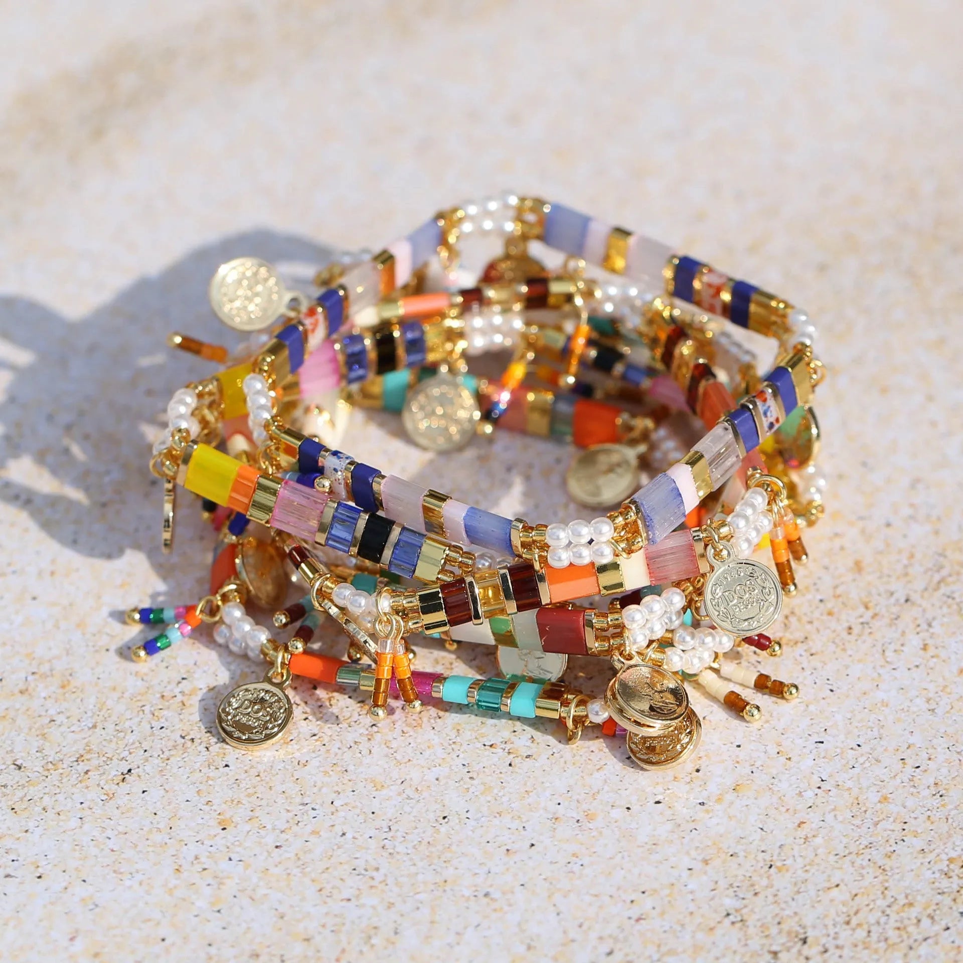 Women's handcrafted bracelet with imitation pearl beads in a European/American style design.